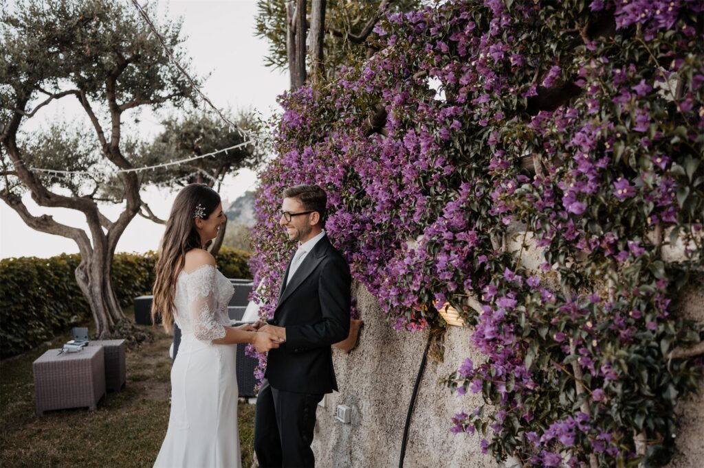 Alessandro e Alessandra al tramonto a Le Nereidi, Amalfi